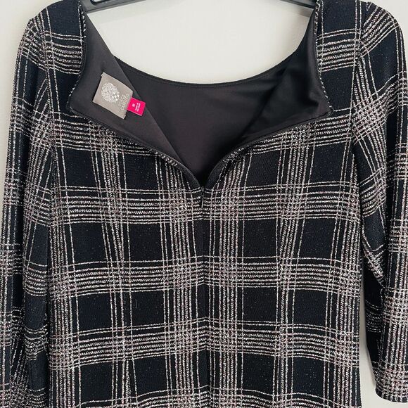 Holiday Dress Vince Camuto Size 10 Black Sparkle Silver Glitter Special Occasion - Picture 7 of 16